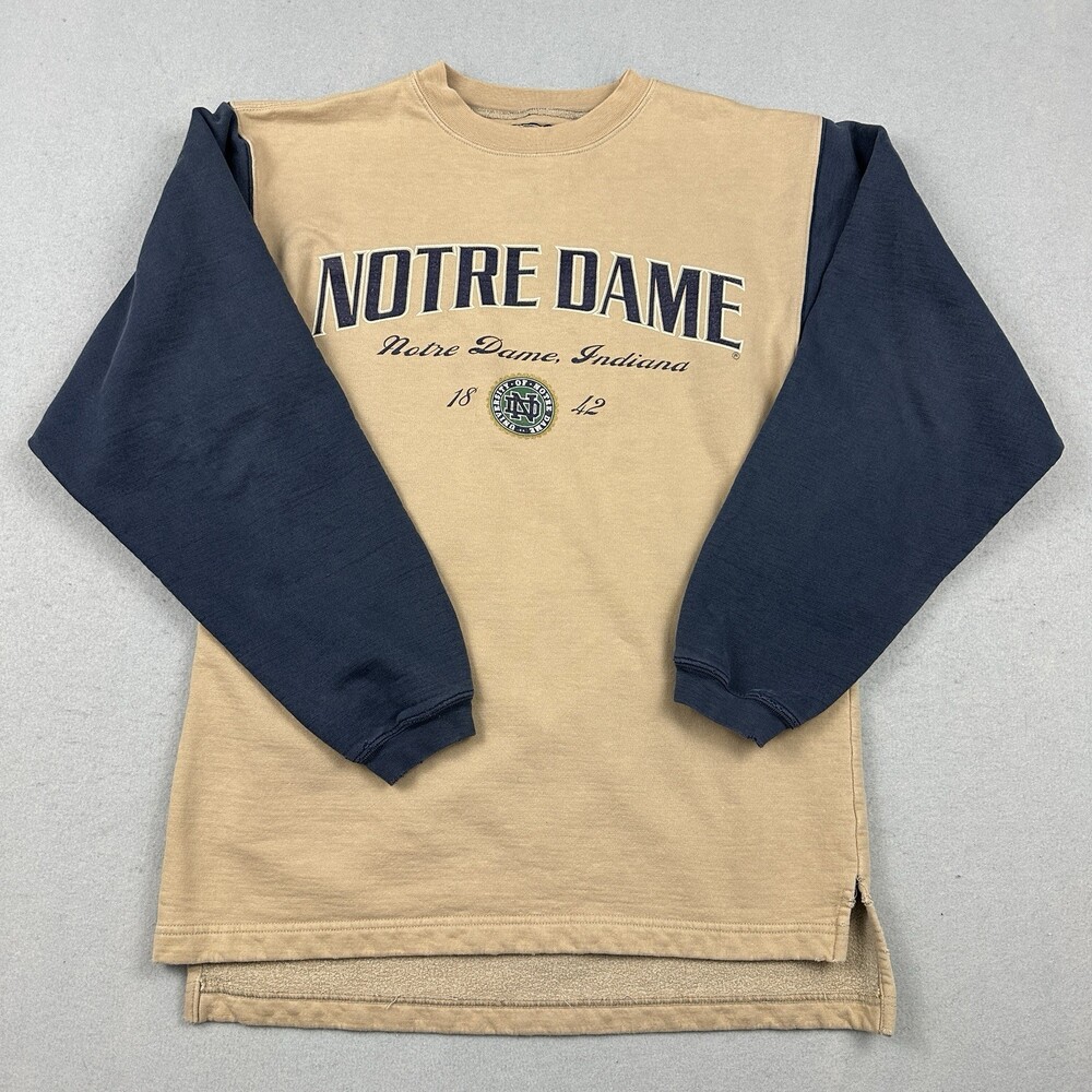 Notre Dame Fighting Irish Sweatshirt Men Small Beige Blue Galt Sand Crewneck S